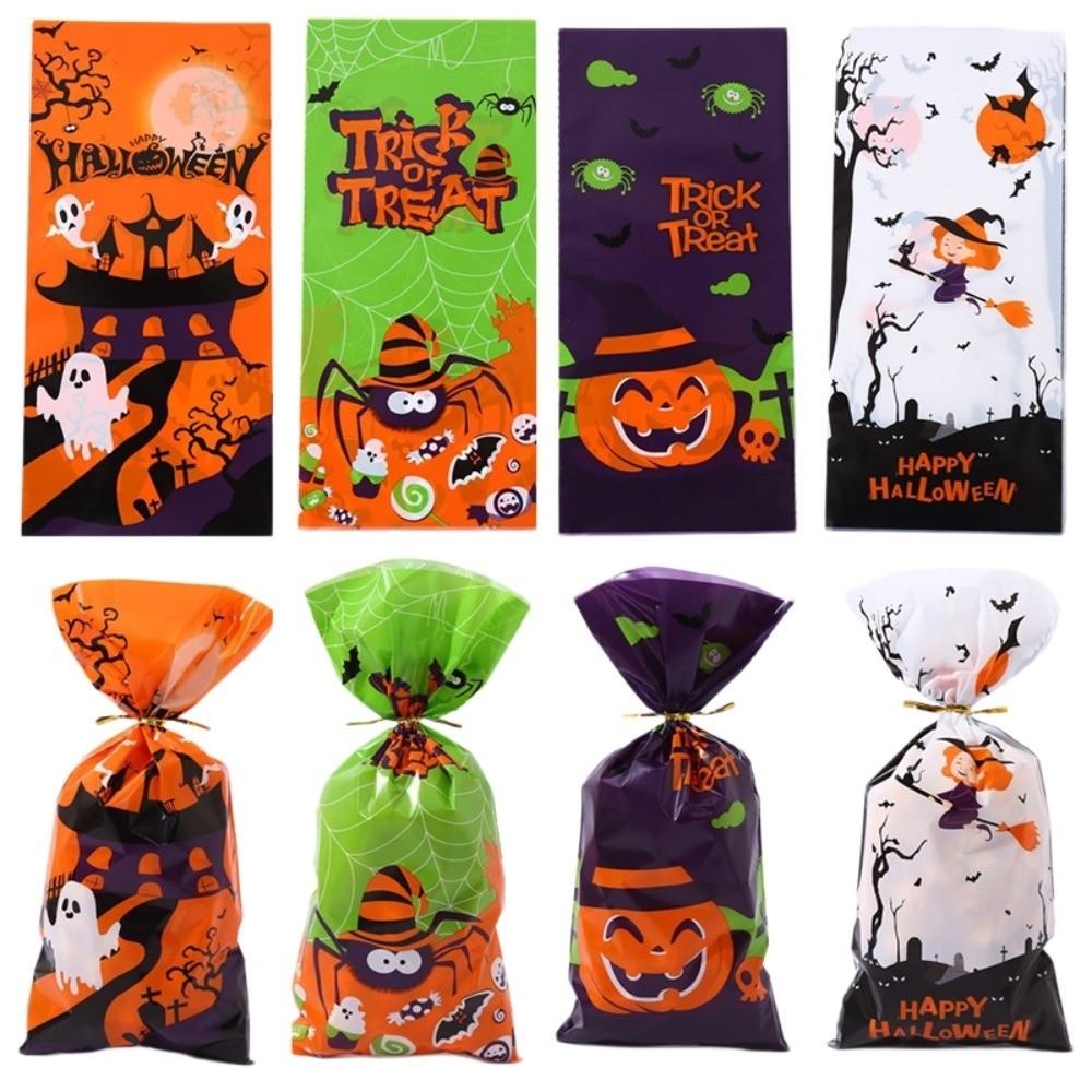 50pcs Exquisite Halloween Candy Bag Cute Drawstring Bag Snacks Candy Biscuit Bag Trick or Treat
