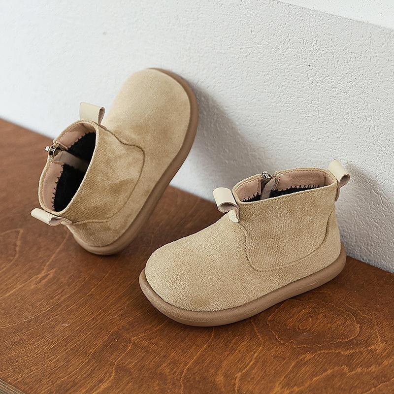 Autumn Winter Children's Causal Thermal Boots Warm Plush Girls Ankle Boots Versatile Zipper Kids Boys Cotton Boots