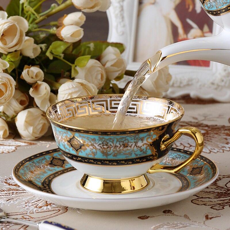 European High Quality Coffee Cups & Sauces Bohemia Blue Coffee Coffee Coffee Coffee Suite Tea Cups Set English Gift Set