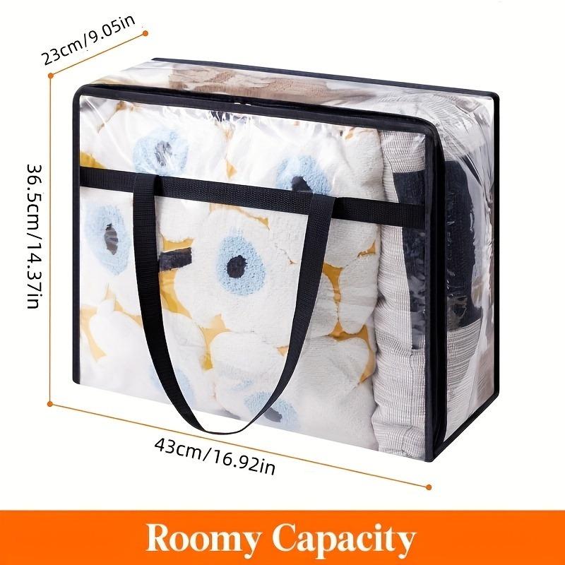 

Прозрачные пластиковые сумки для хранения под кроватью на молнии, водонепроницаемые прямоугольные контейнеры-органайзеры для одежды, одеял, постельного белья чёрный