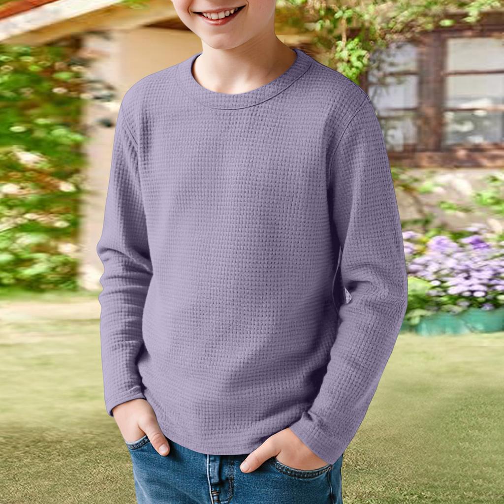 Kids Sweatshirt Boys Long Sleeve Shirts Soild Casual Pullover Shirt Outdoor Fall Clothes For Teen Boy