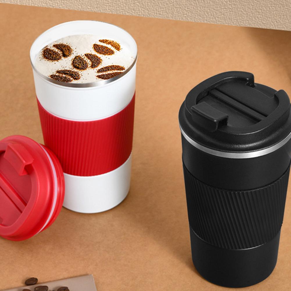 Insulated Coffee Vacuum Coffee Cup Ceramic Inner Travel Coffee Tumbler Reusable Thermal Cup With Lid And 201 Stainless Steel Outer For Home Office