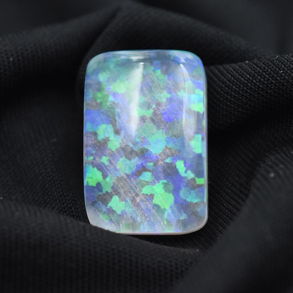 Lab-Created Opal Loose Gemstone 16 ct Ethiopian Emerald Cut Multicolor October Birthday Birthstone