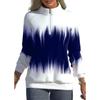 Gradient Print Zipper Long Sleeve Women's Winter Hoodie