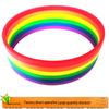 European-American Silicone Rainbow Bracelet: Six-Layer Multicolor Wristband In Red, Orange, Yellow, Green, Blue, and Purple.