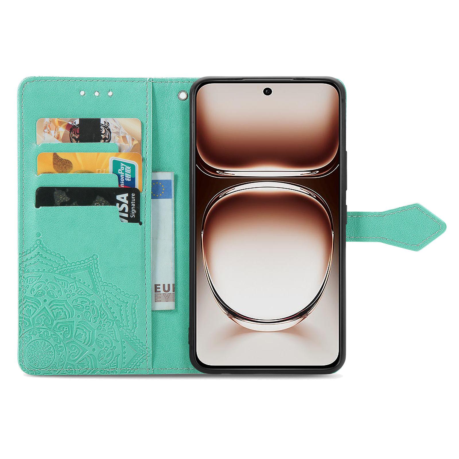 

For OnePlus Nord 4 Case Mandala Embossed Design Leather Wallet Phone Cover Green