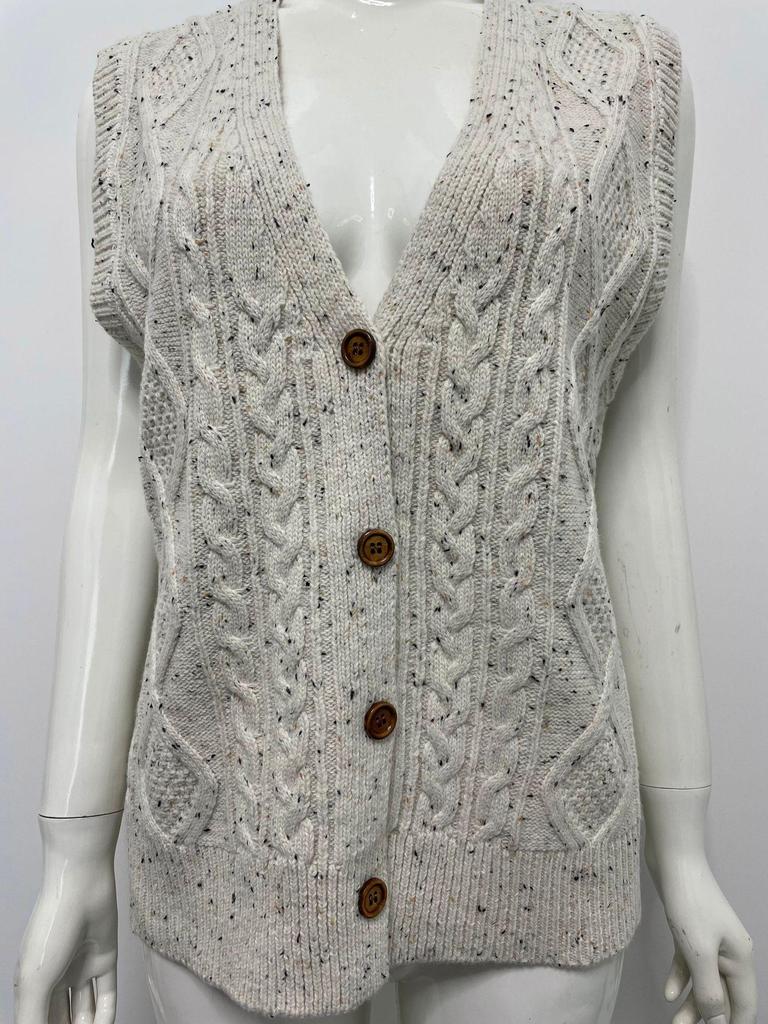 Speckled Dots Retro Diamond Button V-neck Sleeveless Autumn/Winter Women's Cardigan Vest