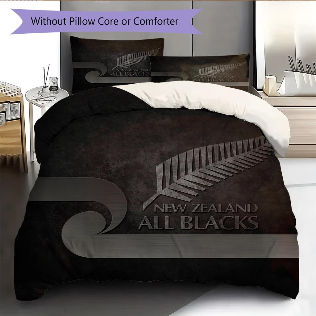 Ropa de cama con patrón de Rugby de los All Blacks Decoración del hogar Regalo de Cumpleaños (1 * funda nórdica + 2 * fundas de almohada, sin núcleo)
