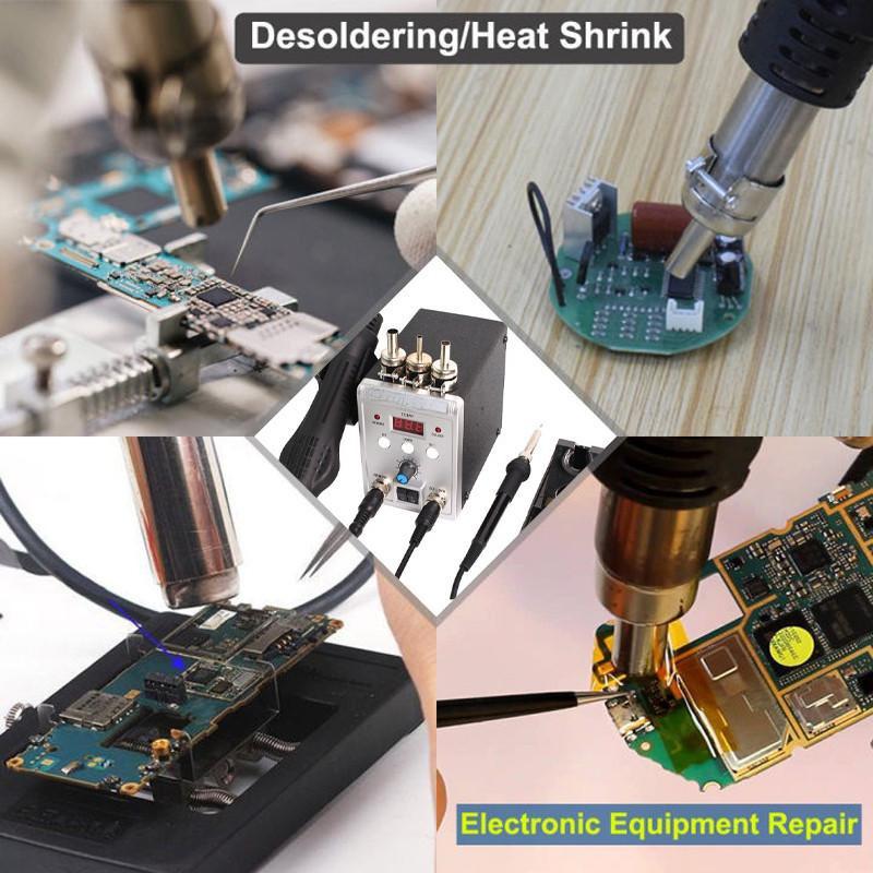 220V 2 in 1 Rework Soldering Station Digital Display SMD Hot Air Gun Solder Iron Portable Welding Desoldering Repair Tools