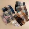 Warm Plaid Faux Cashmere Shawl Poncho Winter Luxury Print Blanket Pashmina Wraps Bufanda With Tassel Scarf Stoled Echarpe