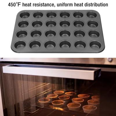 24 Cup Muffin Pan Nonstick Carbon Steel Small Round Pancake Cupcake Baking Tray for Home Kitchen Round Pancake Baking Pan