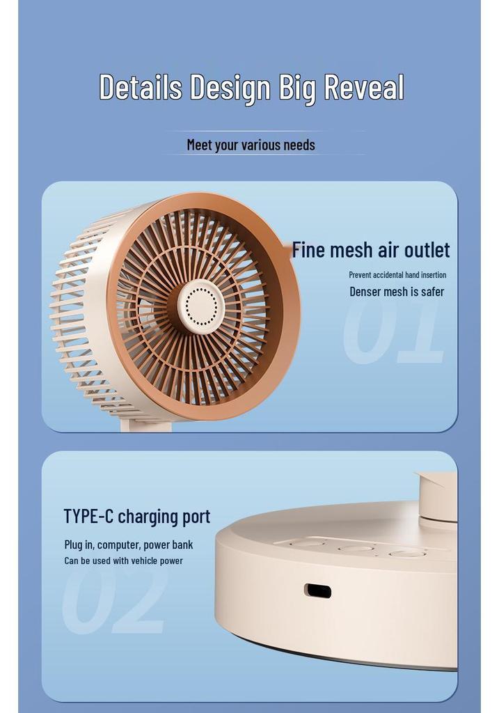 Silent Wall-Mounted & Desktop Electric Fan with Night Light and Strong Air Circulation