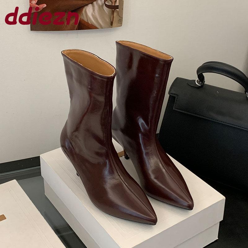 Fashion Fashion Pointed Toe Ladies Ankle Boots With Low Heel Shoes Female Slip On Footwear Women Short Western Booties Shoes Pumps