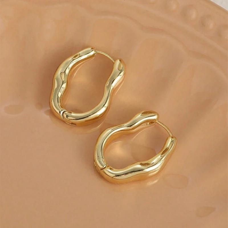 

CAOSHI Fashion Modern Hoop Earrings Lady Daily Jewelry Trendy Stylish Female Versatile Metallic Style Accessories for Women