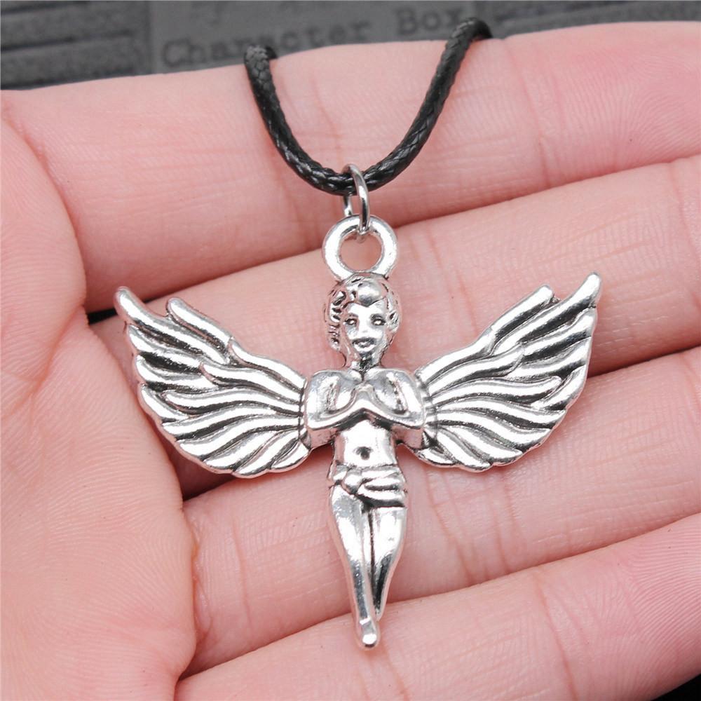 Liebesherz Engel Frieden Halskette Lederkette 45cm Damenschmuck Geburtstag Trend Beschläge