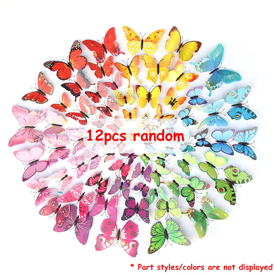 

12/24/48pcs Color Butterfly Magnetic Stickers Reusable Refrigerator Decor DIY Wall Decals Home Decoration Accessories