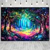 Magical Forest with Neon Background Cloth Psychedelic Plant Wall Hanging Bedroom Living Room Background