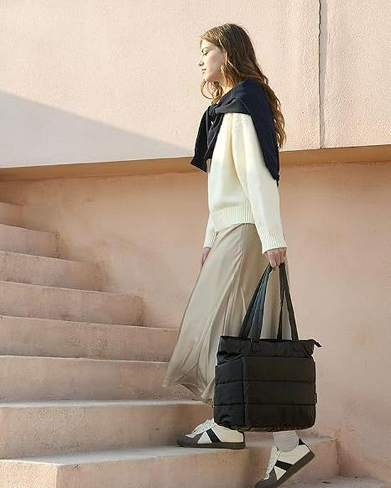 Women's Lightweight Puffy Tote: Large Capacity Travel & Laptop Bag