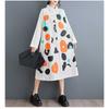 New Loose Large Size Printing Splicing Casual Simple Sweet Long-sleeved Dresses