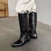 Sheepskin version~ 2025 new autumn and winter knee boots women's French retro leather thin tall knight boots