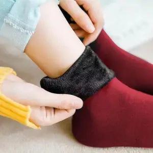 Women'S Winter Thick Insulation Short Cashmere Socks Nylon Snow Velvet Boot Solid Color High-Quality Women'S Floor Socks