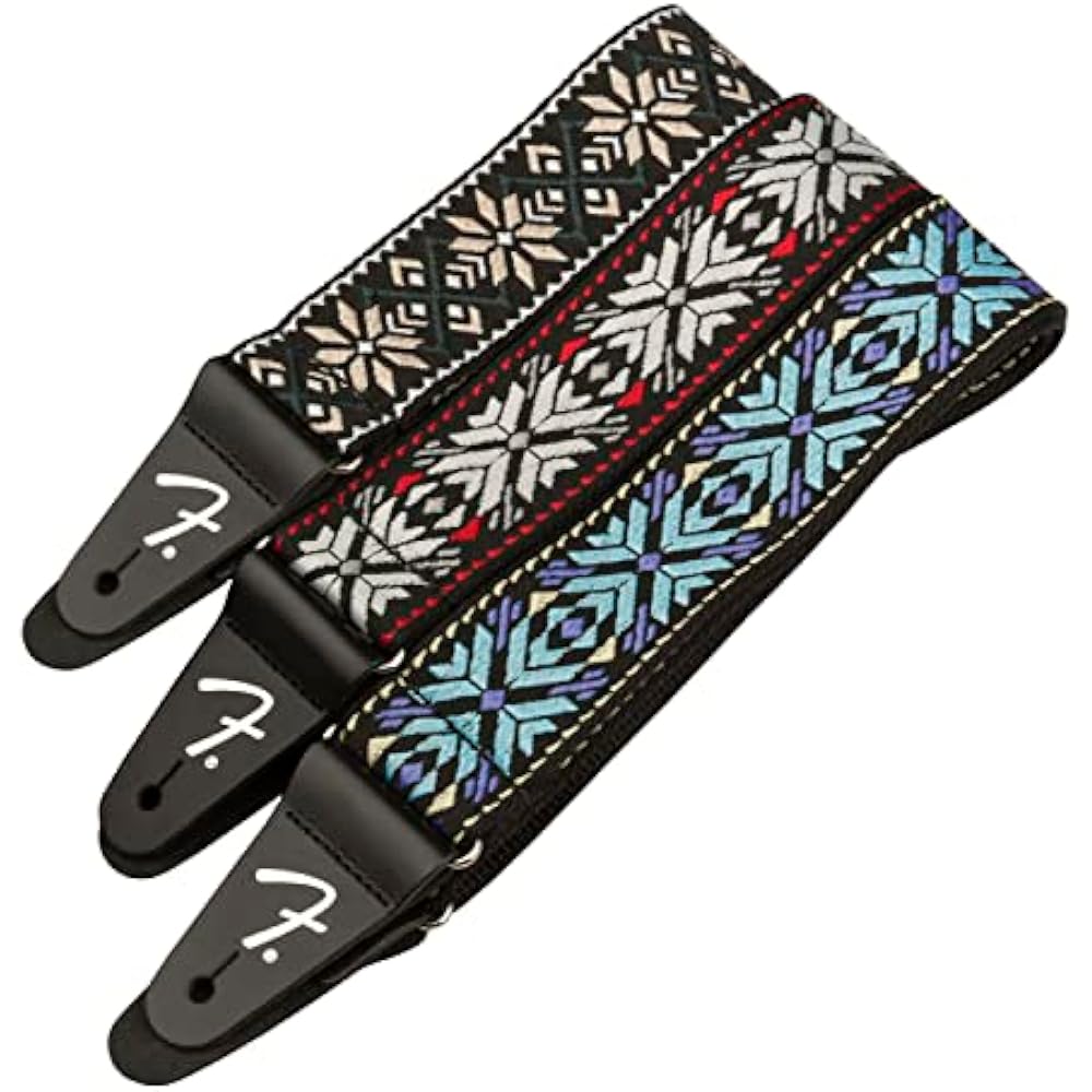 Fender Canadian Musical Instrument Strap Pasadena Woven Strap, Blue Snowflake, 2"