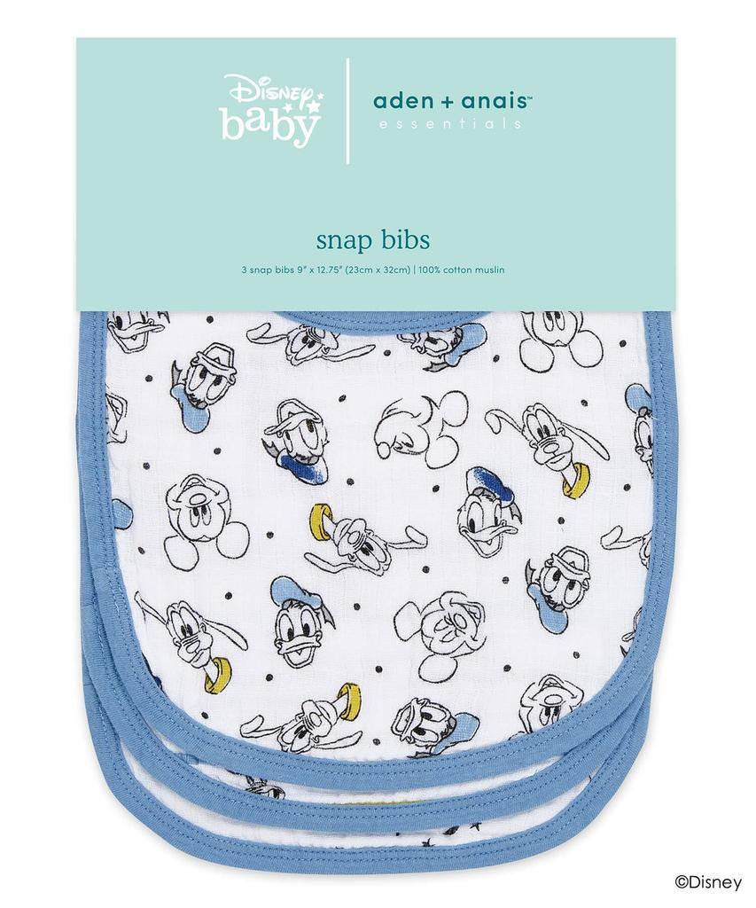 Aden Anais Essentials Snap Bib Mickey Stargazer Disney Mickey Mouse Muslin Cotton Bib Baby Bib Baby Shower Gift BBADAEDESNC30006DIJ + 3-Pack 100%