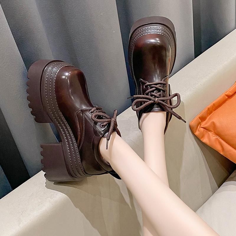 

10CM New 2025 Spring Women s Leather Sneakers High Platform Lace-up Casual Shoes Thick Sole Heels Walking Shoes Zapatos Mujer 34 коричневий
