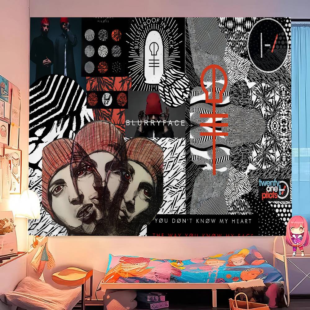 Twenty One Pilots Cartoon Tapestry Bohemian Wall Tapestries Mandala Home Decor