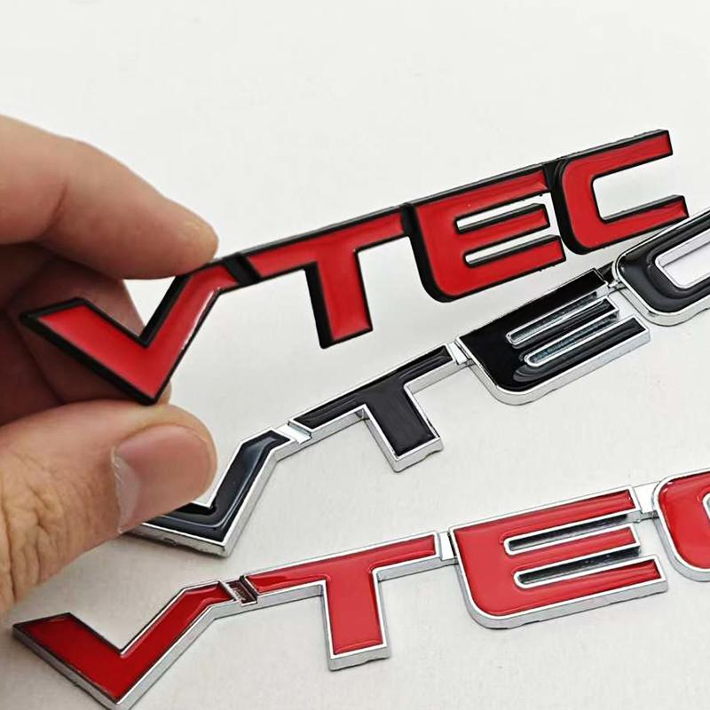 3D Metal Car Styling Logo VTEC Badge Front Grille Emblem Rear Trunk Sticker For Honda Civic Type R S SI Accord Fit CRV SUV
