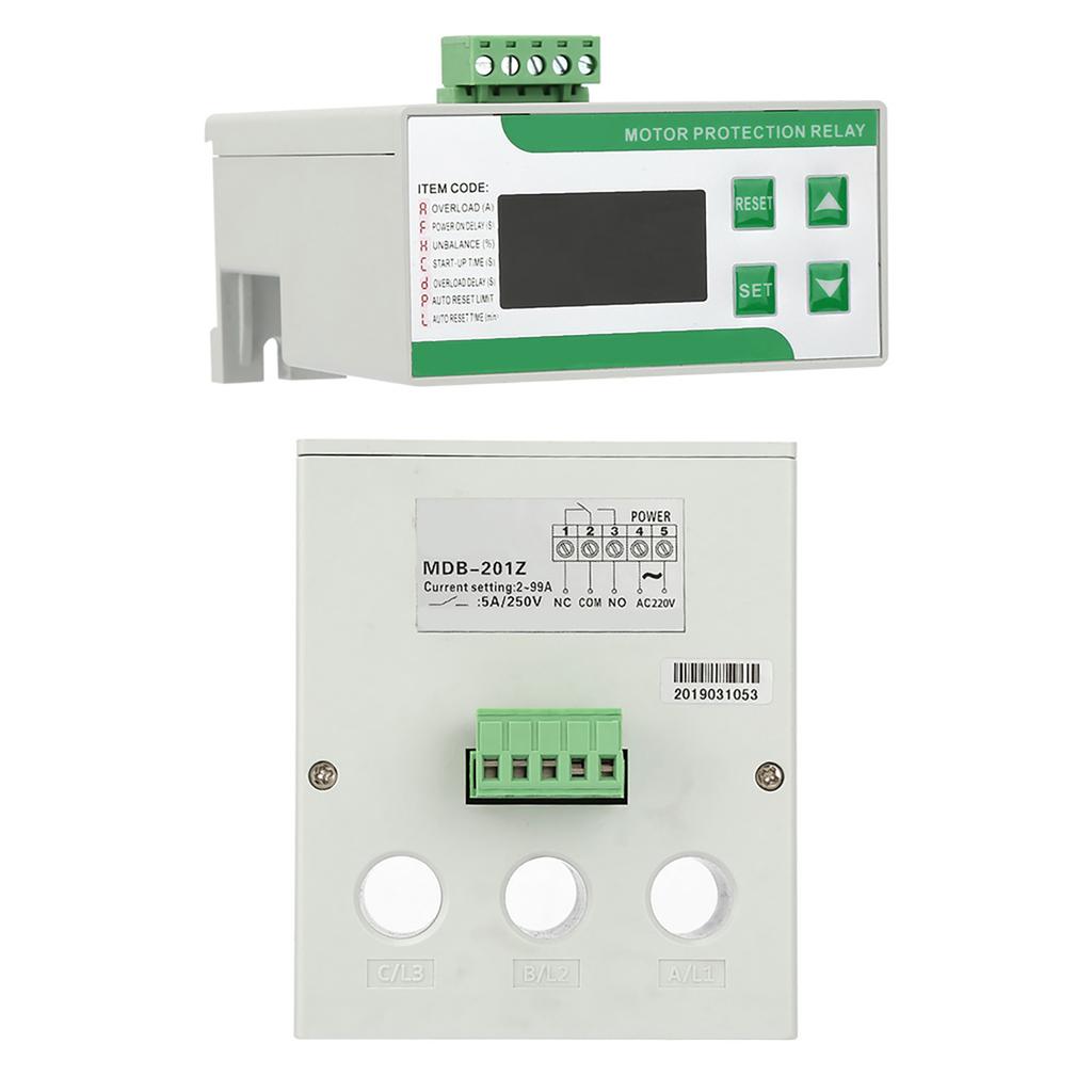 220V AC Digital Electric Motor Protector 2 99A Overload Phase Loss Protector with Display(220V)