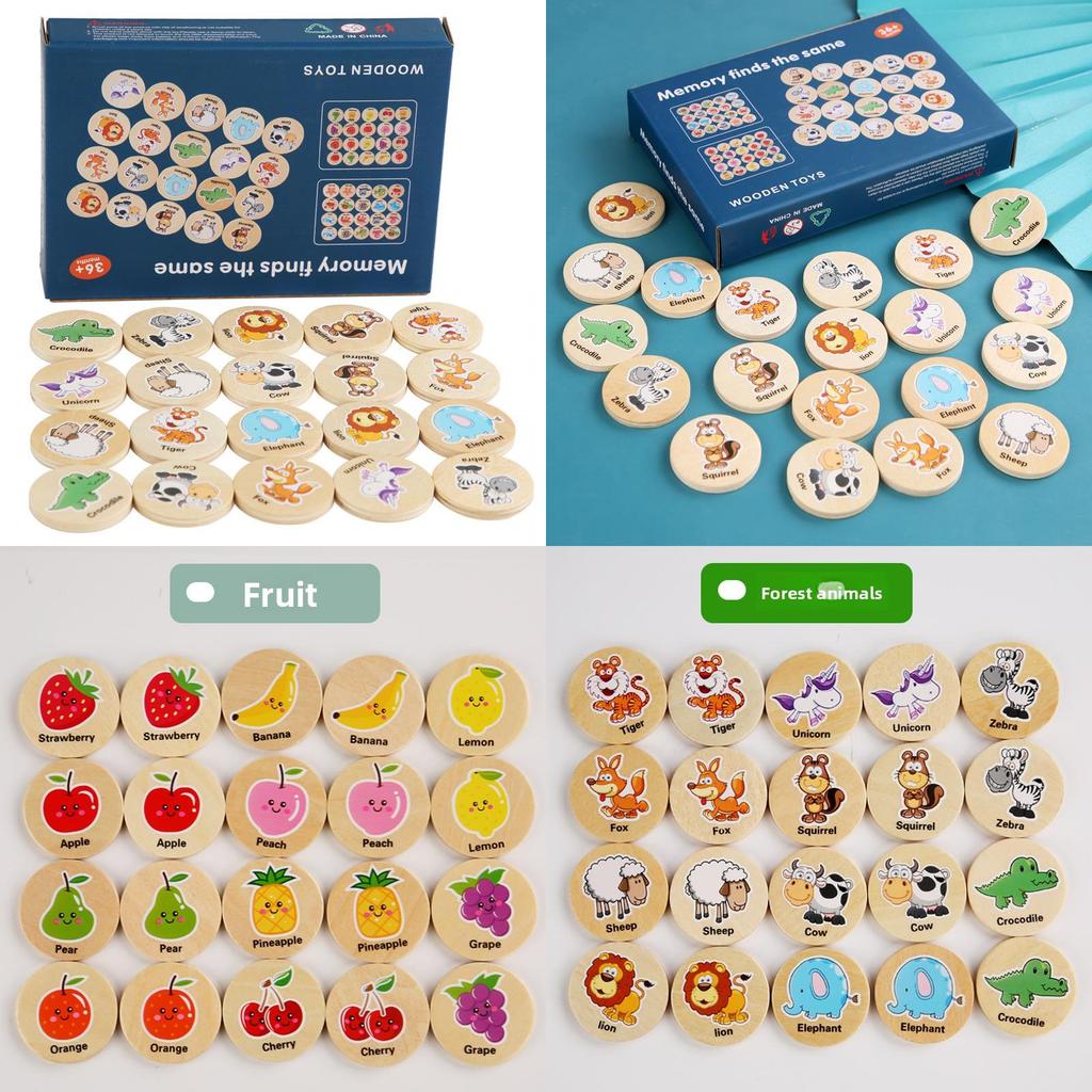 Wooden Educational Matching Puzzle For Children With Forest Animal Fruit Theme For Early Learning