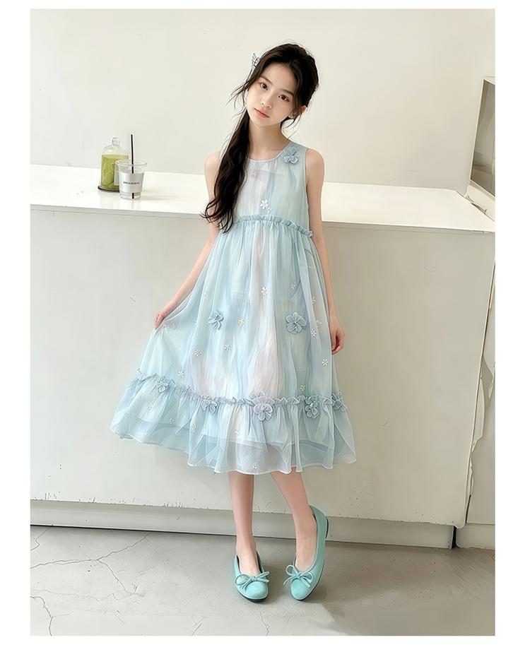 Girls' Chiffon Dress - Summer 2026 Sweet Children's Vest Skirt