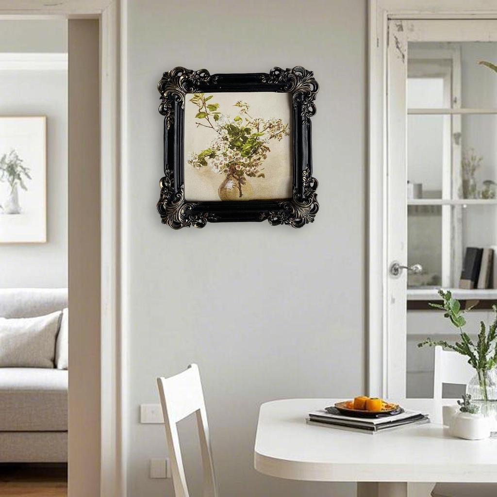 Vintage Picture Frame Picture Holder Retro Floral Design Decorative Home Decor Ornate for Living Room Hallway Bedroom Party Desk