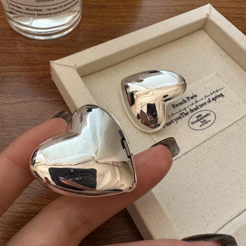 

BF CLUB 925 Sterling Silver Earrings For Women Trendy Simple Big Heart Earring Jewelry Prevent Allergy Party Accessories
