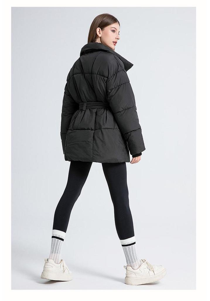 Women's Mid-Length Down Cotton Jacket - 2025 Winter European & American Style, Padded Outerwear