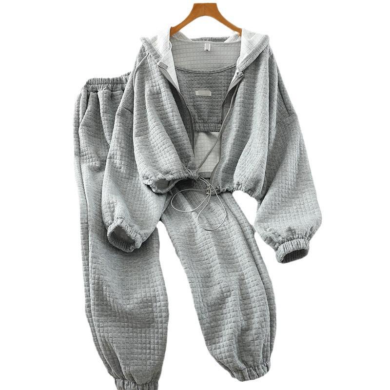 Women's 2024 Retro Three-Piece Casual Track Set: Jacket, Joggers, and Top