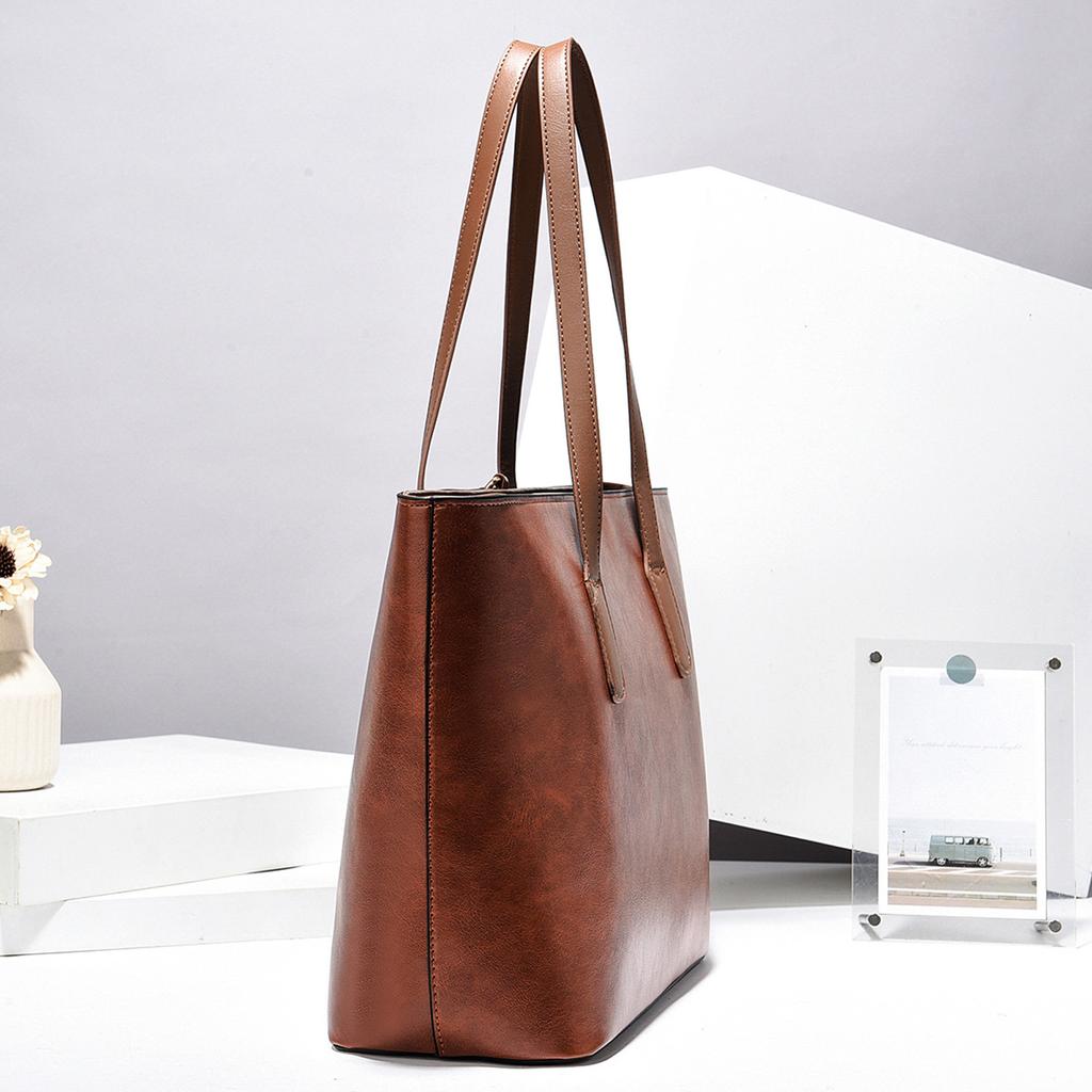 PU Leder Tragetaschen für Damen Modische Schultertasche mit Reißverschluss für Arbeit, Reise