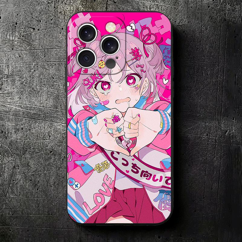 Anime Kwaii Girl Ins Style Soft Phone Case for iPhone 16 16E 17 Air 15 Pro Max 14 Plus 13 Mini 11 12 7 Black Cover Back Shell