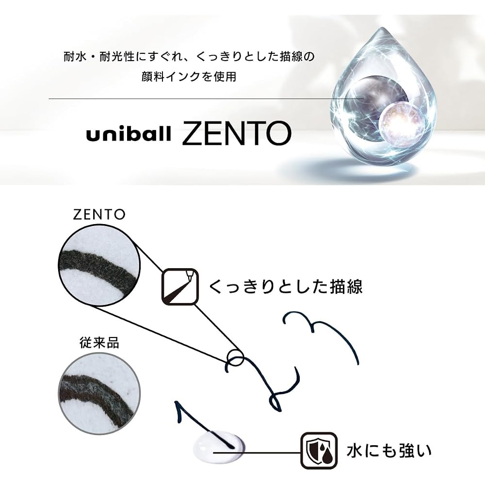 Mitsubishi Pencil Water-based Ballpoint Pen Uniball Zento Basic 0.38 Black Pack of 10 UBNZS38.24 10P