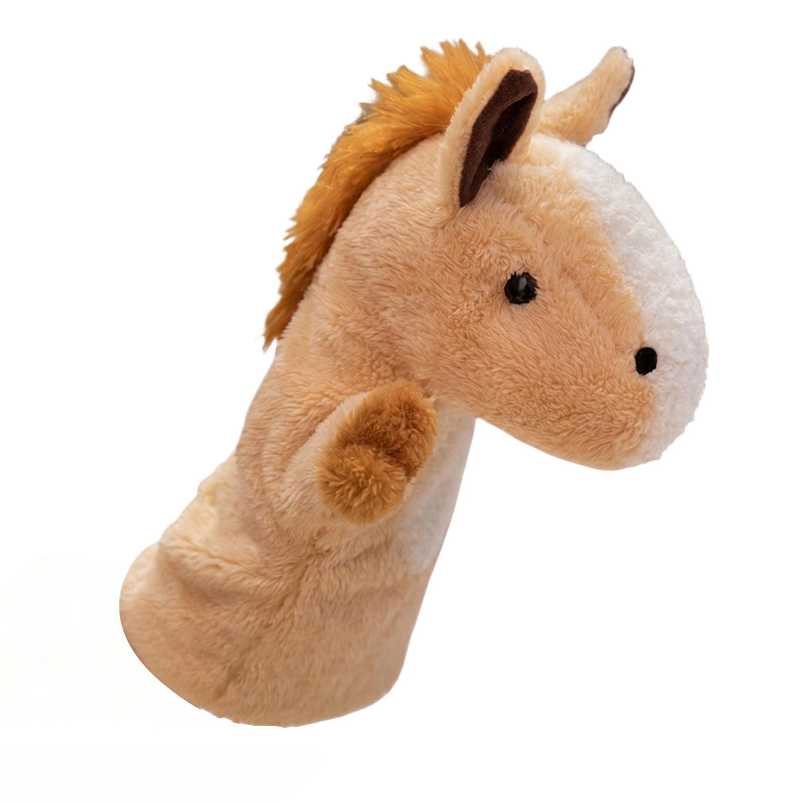 

Soft Plush Horse Hand Puppet for Kids and Adults Lightweight Durable Fabric Toy for Interactive Play and Storytelling One Size коричневый