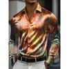 Men's Shirt 3D Vintage Chain Print Polyester Fabric Outdoor Street Long Sleeve Button Clothing Fashion Street Style Design