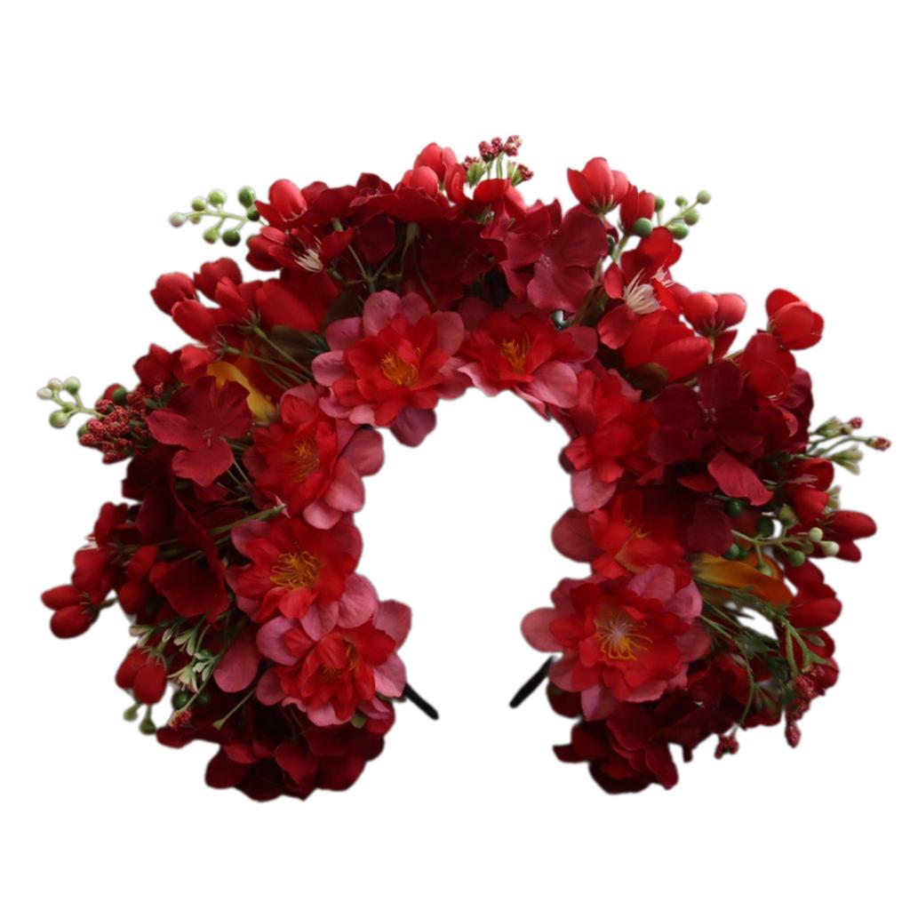 Bohemian Flower Headband Bridal Hair Ornaments Floral Hairband for Women Hair Bands Spring Wedding Garlands Crown Wreath