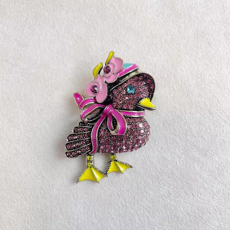 

Винтажная брошь в виде утенка с бриллиантами, крупные стразы, тяжелая промышленность, мультяшное животное, утиная грудка, цветок, модная одежда, аксессуары