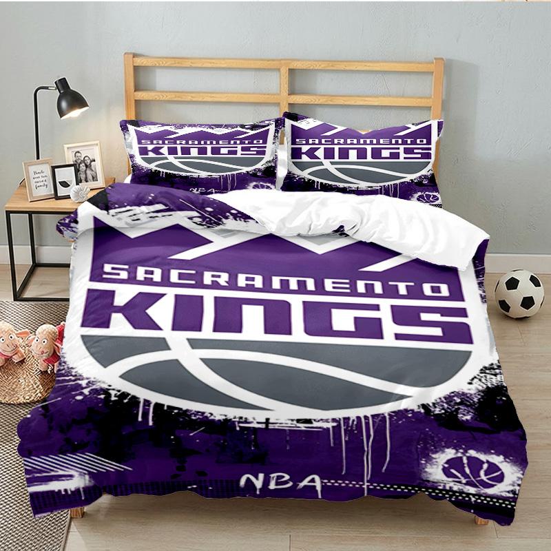 Kings Basketball Bedding Set 3pcs, High Quality Bedding Set Including 1pc Duvet Cover And 2pcs Pillowcases for Bedroom, Dormitory Gift