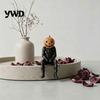 Dark Style Desk Decor 3D Printed Pumpkin Head Sitting Figurine, Halloween Funny Gentleman Decoration, Miniature Statue Desktop Ornament for