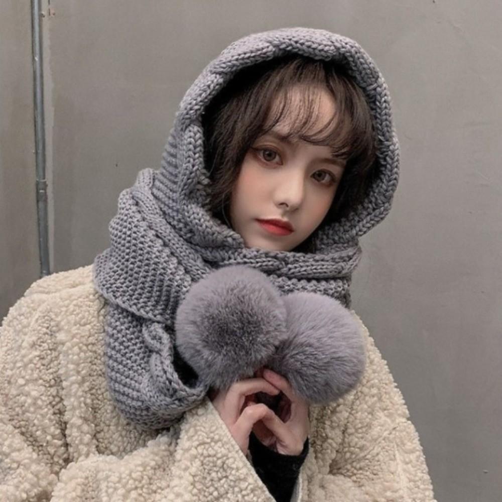 Neck Warmer Knitted Hat Scarf Set Twist Neckerchief Fashion Cycling Balaclavas Hat  All-match