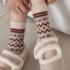 Nordic Retro Socks Medium Socks Wool Pile Socks Diamond Lattice Love Thickened Warm Socks