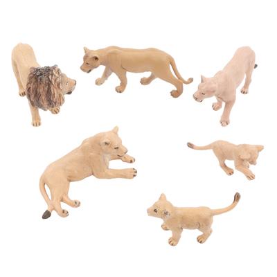 6 Pcs Lions Model Set Lifelike Mini Wild Animals Statue Lions Family Figures Decoraion for School Project