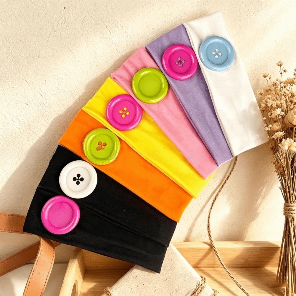 Colorful Elastic Hairband Vintage Style Polka Dot Headband High Quality Button Hairband